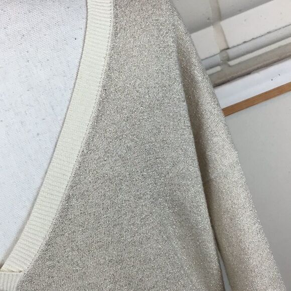Essentiel Antwerp silver, cream luxury metallic V back sweater.Runs big Belgium - Picture 5 of 9